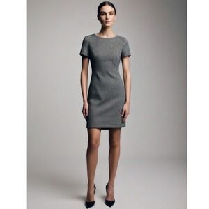 Theory Betty Mini Fall Gingham Check Sheath Dress Black Gray Size 6 Luxury Work
